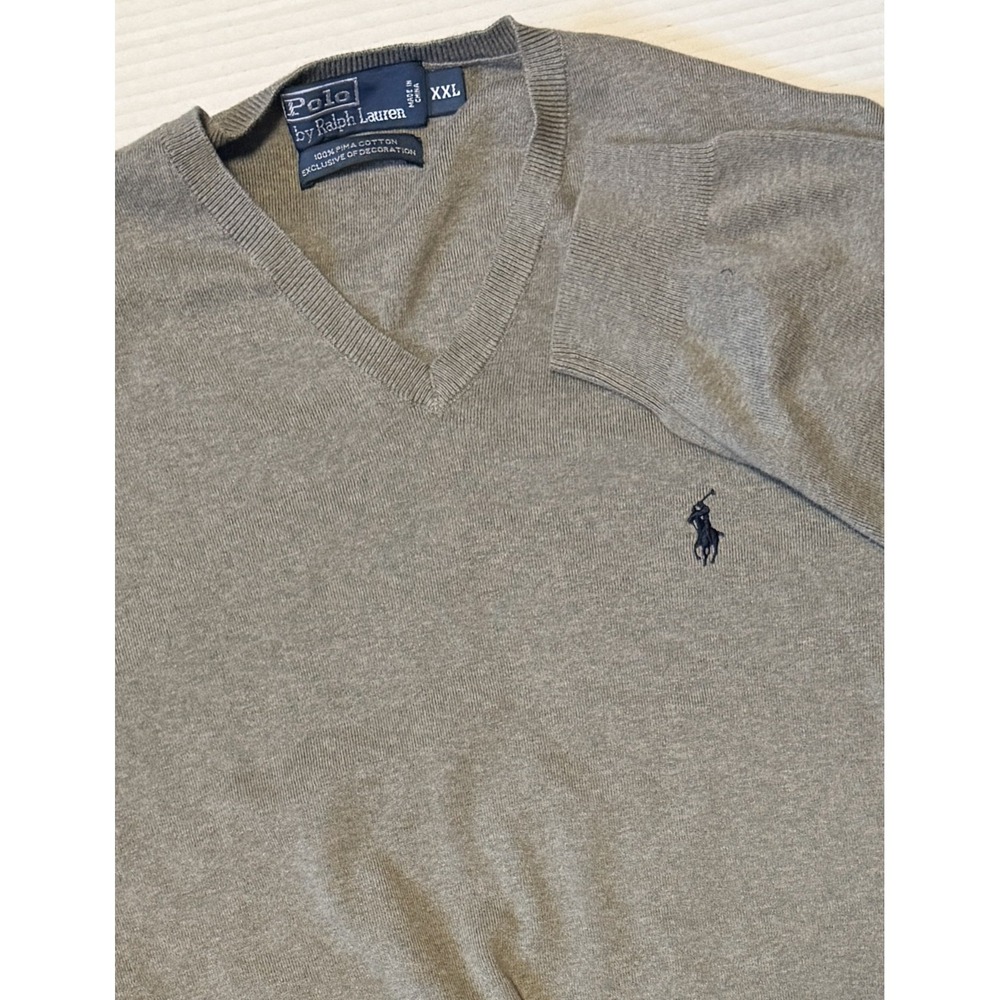 POLO RALPH LAUREN - Men's Sweater -Pima Cotton V-neck Pullover - 2X-Large - XXL